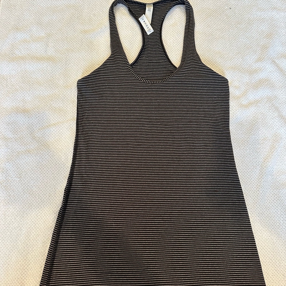 Lululemon Athletica Black and Grey Striped Tank, Cool Racerback